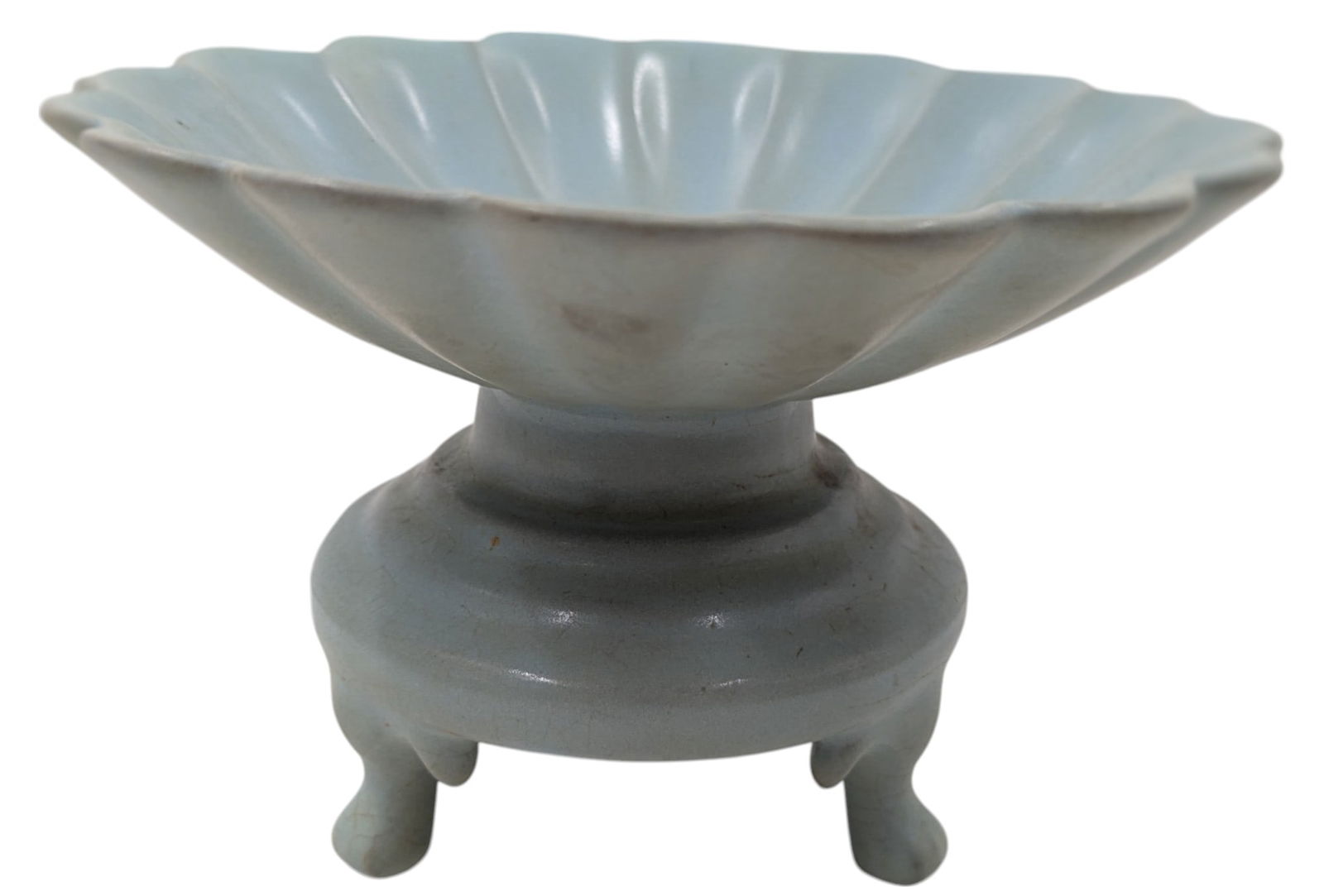 Chinese Sky Celadon Tri-Pod Pedestal Bowl (1 of 10)