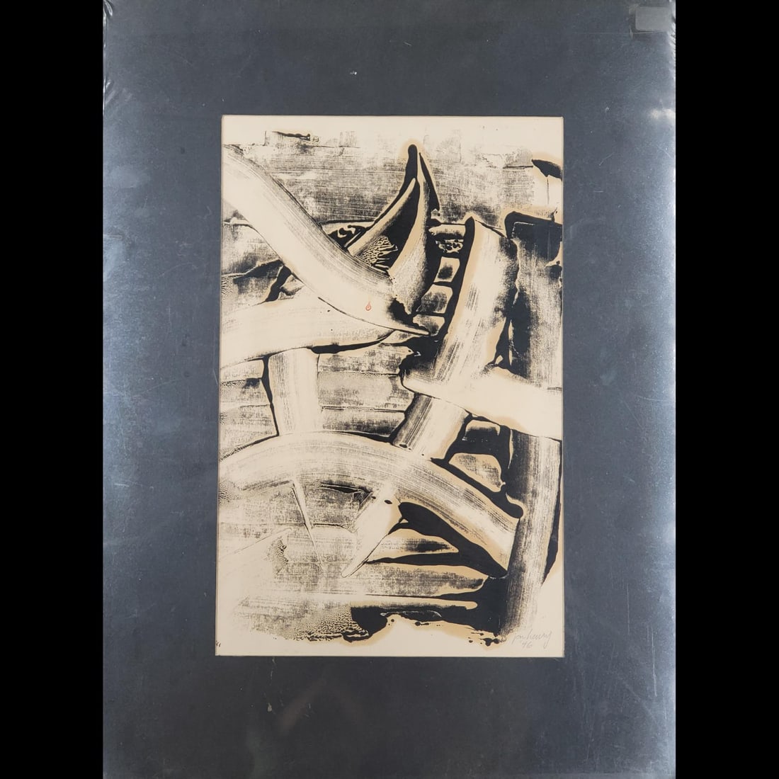 Jon Henry (American, 1916-1990) Original Pencil Signed Linoleum Print, "Monotype 26" Circa 1946 (1 of 11)