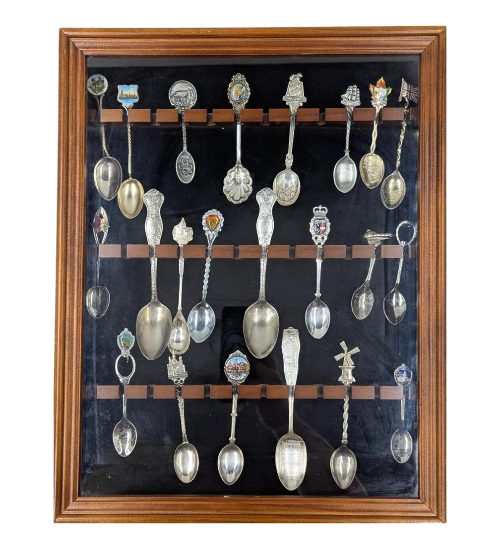 A Large Lot Of Assorted Souvenir Spoons In Wooden Case, 22 Spoons Total (1 of 10)