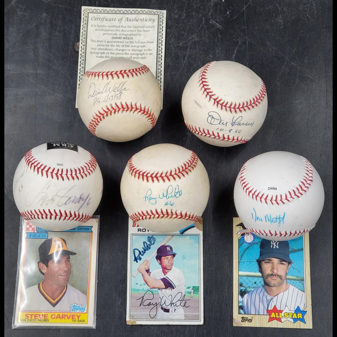 Lot Of 5 Signed MLB Baseballs: Don Larsen, David Wells COA, Steve Garvey, Ray White, Don Mattingly (1 of 16)