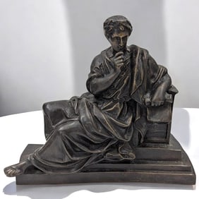 An Old Spelter Sculpture Of Greek Philosopher Aristotle