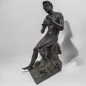 Lauche Signed Bronze Sculpture Of Male Figure