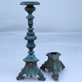 An Antique Brass Candelabra W/ Extra Base