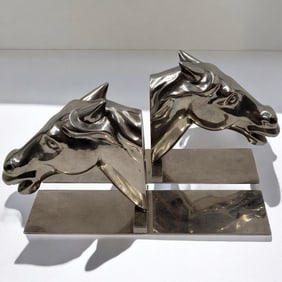 A Very Nice Pair Of Art Deco Silver Plated Equine Bookends
