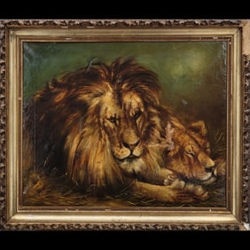 After Géza Vastagh Reproduction Oil Painting Of "The British Lion"