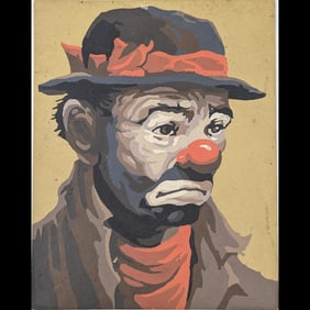 Vintage Oil On Board Painting Of "Weary Willie" The Clown