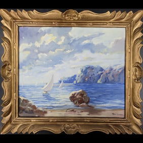 Artist Signed Oil On Canvas Seascape Painting