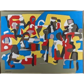 New York / Florida Artist Bruce Gregory 1917-2002 Signed Mixed Media Abstract Painting, Estate Fresh