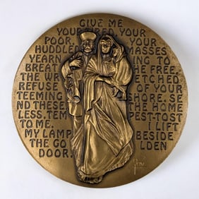 A Vintage 1986 Bronze "Lady Liberty" Calendar Medal By Maco