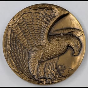 Vintage 1987 Bronze Eagle Calendar Medallion By Medallic Art Co.