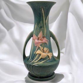 Vintage Roseville Pottery Zephyr Lily Two-Handled Vase