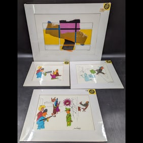 Lot Of 4 Signed Jon Henry (American, 1916-1990) Original Gouche And Watercolor Paintings On Board