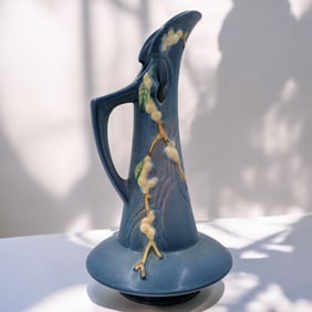 Vintage Roseville Pottery Blue Snowberry Ewer ITK-10