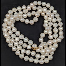 Large 60" South Sea Pearl Necklace With 18K Gold Clasp, 11MM, 123 Pearls Total