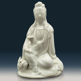 Chinese Blanc De Chine Porcelain Kwan Yiu Figure, Early 20th C