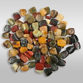 A Large Lot Of 50+ Polished Jade, Hardstone And Gemstone Beads Various Sizes