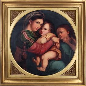 Large 18th-19th Century Oil On Canvas Family Portrait Painting