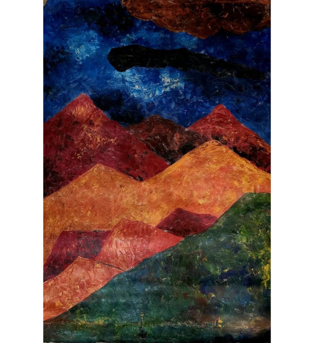 Oil On Canvas Titled "Metascape" With COA, Attributed To Akbar Padamsee: ***We at RBFineArts can only attribute this work to the artist, We are not an authentication service. We can only declare the work as attributed to*** Oil On Canvas Titled "Metascape" With COA, Attrib