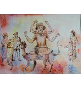 A Watercolor Painting Attributed To Sakti Burman 27" X 21"
