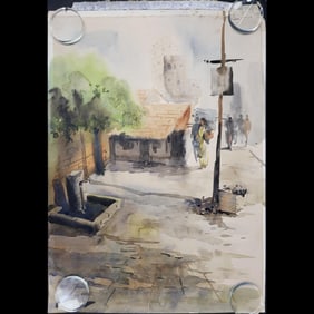 Early Watercolor Painting Sayed Raza, NO COA