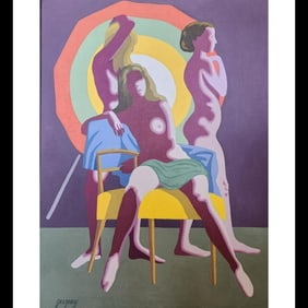 New York / Florida Artist Bruce Gregory 1917-2002 Nude Ladies Painting Signed Estate Fresh