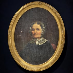 An Early Antique Oil On Board Oval Portrait Painting