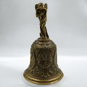 19th Century Bronze Bell Decorated With Cherubs / Angels