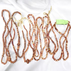 Lot Of 10 Carnelian Carved Beaded Necklaces