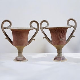 Lot Of 2 Ancient Pottery Etruscan Kantharos
