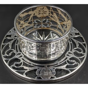 ABP Roman Punch Cup And Underplate With Sterling Silver Overlay