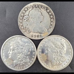 Lot Of 3 Nickel Plated Dollar Coins 1795, 1882, 1898