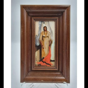 Signed Laura Woolschlager "Trade Blanket" Acrylic Original Painting, 20th Century