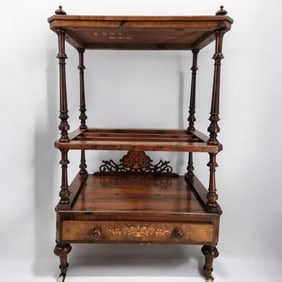 19th Century Early Victorian Period Inlaid Walnut Music Stand Canterbury