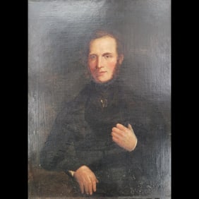 Antique 19th Century Oil On Canvas Portrait Of A Man