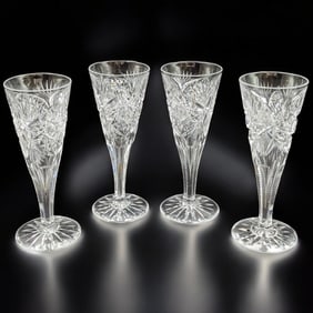 Lot Of 4 ABP CG Matching Flute Champagnes In Hoare "Monarch" Pattern