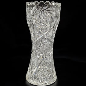 ABP Cut Glass Corset Shape Vase
