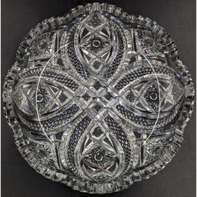 ABP Cut Glass 8 Inch Ice Cream Plate With Great Geometric Pattern