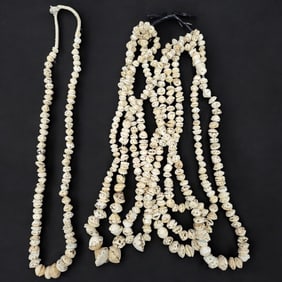 Lot Of African Mauritanian Old Conus Shell Necklaces, 5 Connected Pieces & 1 Single Piece