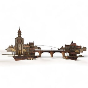 Curtis Jeré Metal Wall Sculpture Clocktower & Bridge