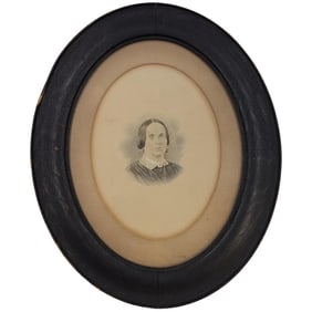 Antique 19th Century Watercolor Portrait Painting Of A Woman, "Rookwood"