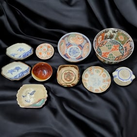 Lot Of Assorted Japanese Imari Porcelain And Ceramic Bowls & Trays, 10 Pieces