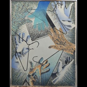Signed Christel Anthony Tucholke (Polish/American, 1941 – 2023) Framed Mixed Media, 1988