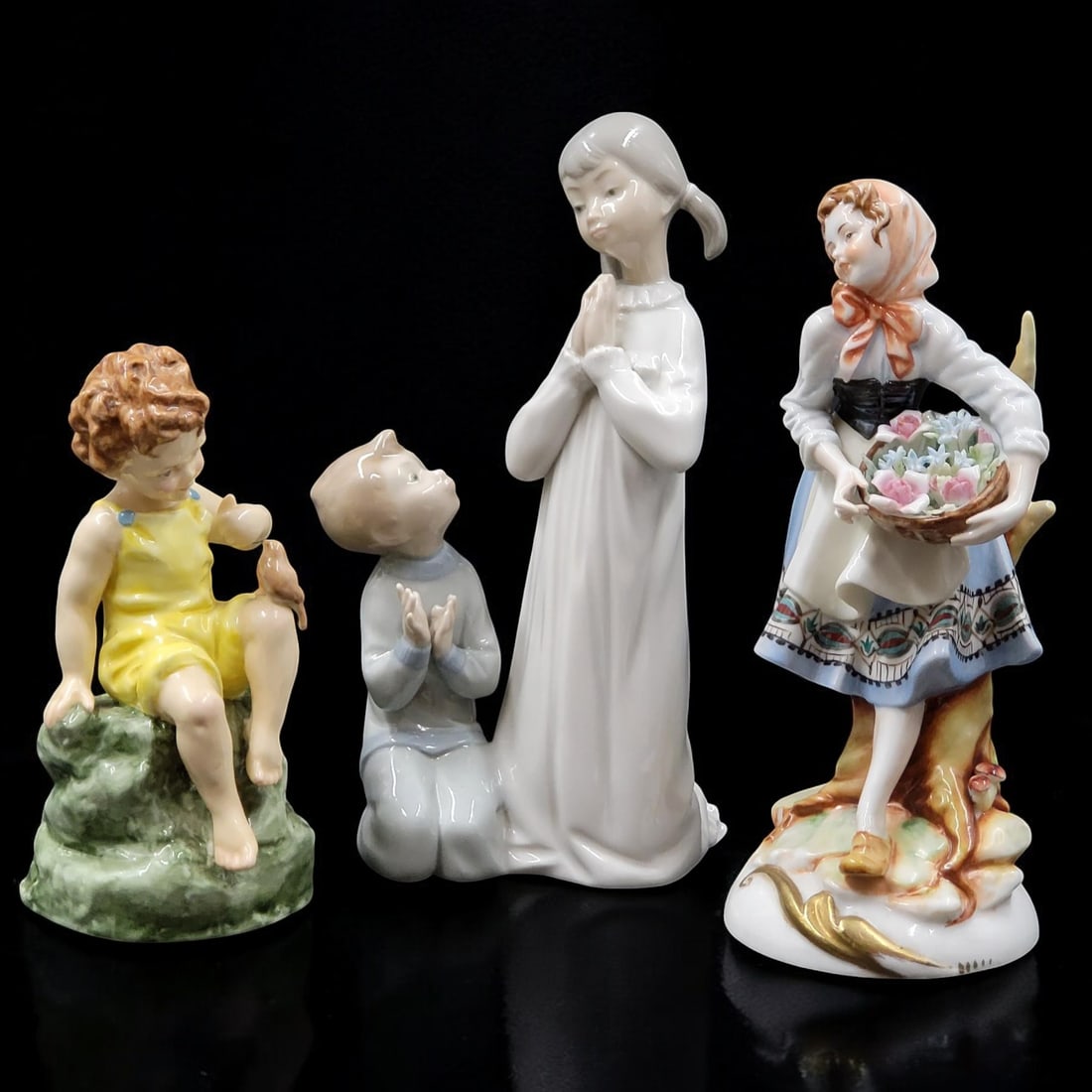 Lot Of 3 Assorted Porcelain Figures: LLADRO, Royal Worcester, & Unmarked (1 of 14)