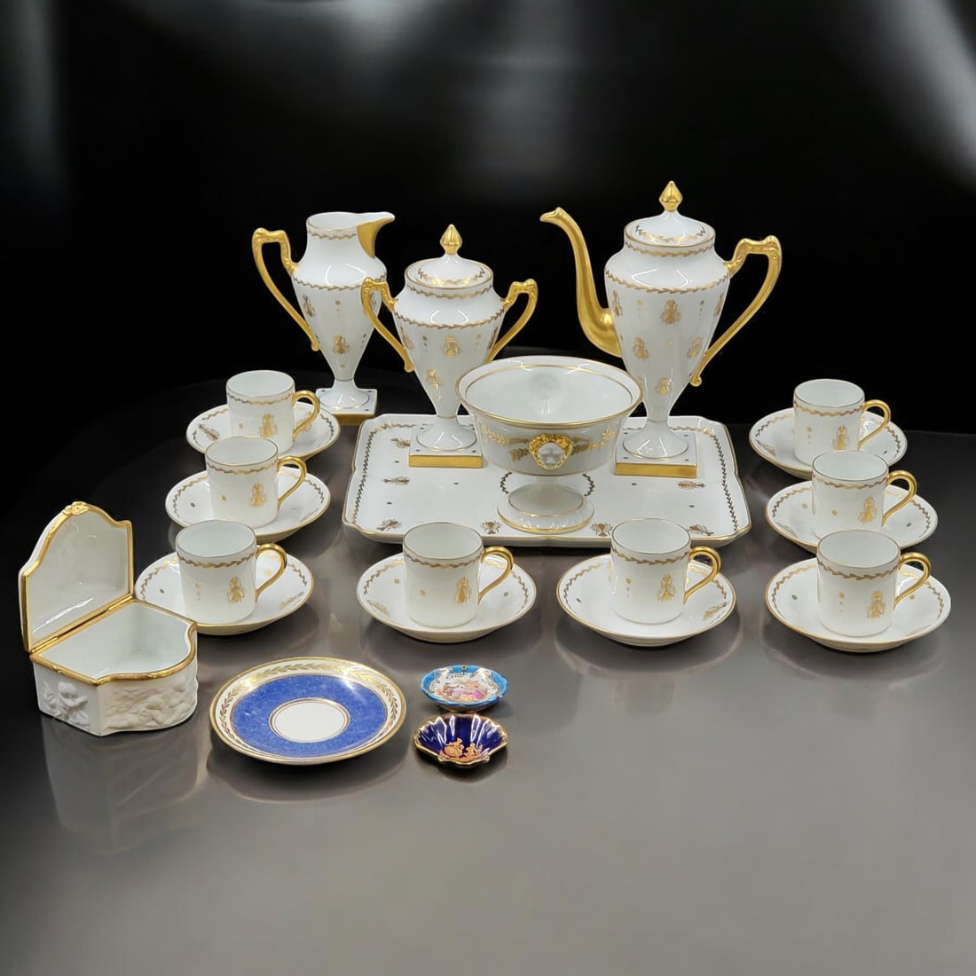Limoges France Hand Painted Porcelain Tea Set, 25 Pieces (1 of 17)