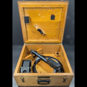 Vintage US Navy WWII Telescopic Alidade, MK2, In Original Wooden Box With Serial Number