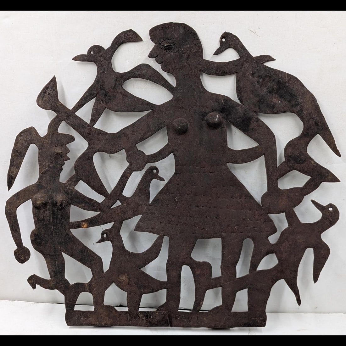 Vintage Metal Sculpted Hanging Wall Art Piece by Haitian Artist Damien Paul (20th C.): Vintage Metal Sculpted Hanging Wall Art Piece by Haitian Artist Damien Paul (20th C.). Measures approx. 20" X 22". Please copy and paste the URL link below to review our Terms and Condition