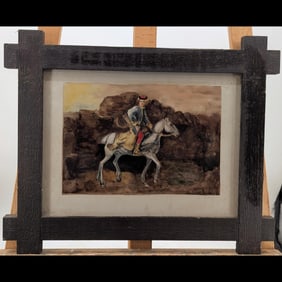 An Old Framed Painting On Tile "The Polish Rider", After Rembrandt