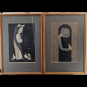 Pair Of Kaoro Kawano (Japanese, 1916-1965) Woodblock Prints