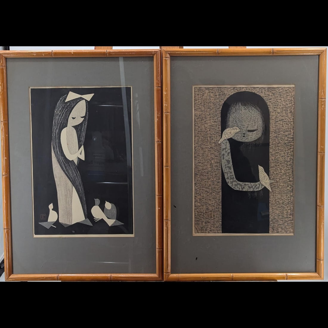 Pair Of Kaoro Kawano (Japanese, 1916-1965) Woodblock Prints: Pair Of Kaoro Kawano (Japanese, 1916-1965) Woodblock Prints. Measures approx. 23 1/2" X 16", Sight measures approx. 15" X 10". Please copy and paste the URL link below to review our Terms an