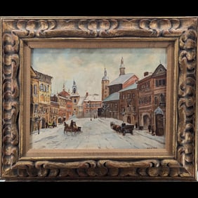 An Oil On Canvas Snow Scene Painting, Signed Lower Right